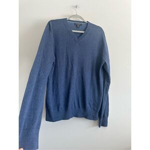 banana republic men’s v neck silk cashmere blend blue knit sweater size large